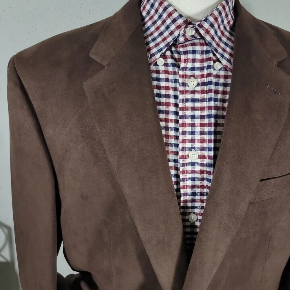 Lauren Ralph Lauren Men's Sport Coat Blazer Two Button Brown Suede Polyester 44L